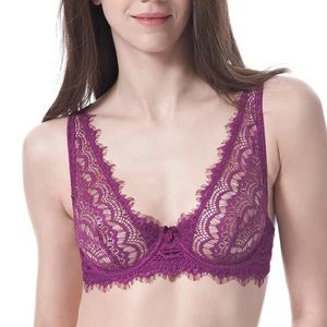 Bisou Bisou Rocket Shoulder Purple Lace Bra 32C